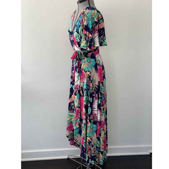 NWT- Mombasa Rose - petal wrap maxi dress - tropical pattern - size Medium - Picture 5 of 8